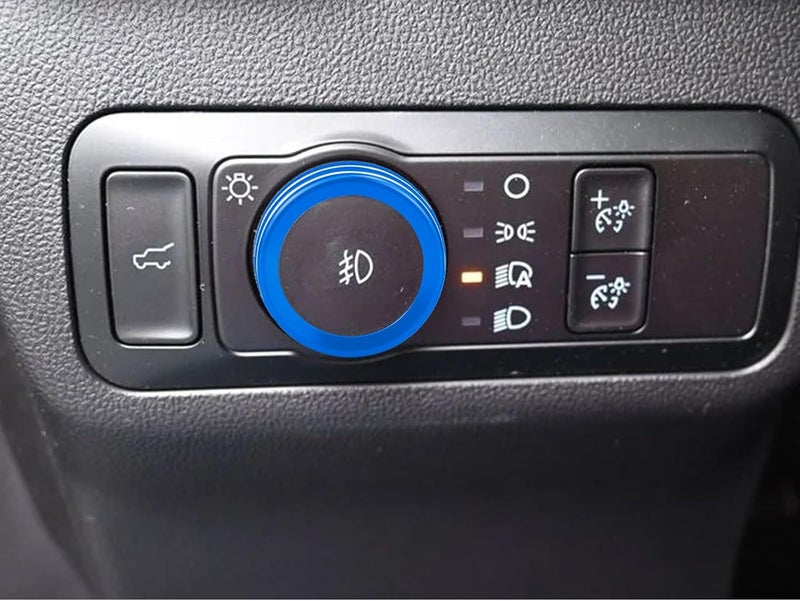 HDUFC for Ford 2024 2025 Ranger, air Conditioning, Volume Control, Push-Button Start, 4WD and Headlight switches, 7 Pieces of Aluminum Alloy knob Cover Decoration (Blue) - Image 3